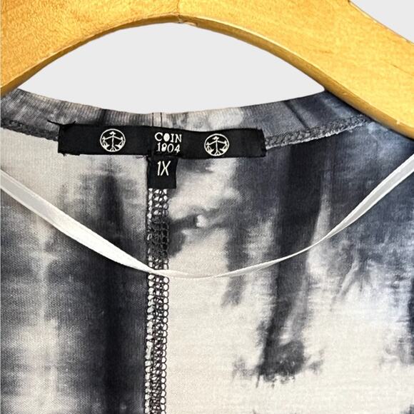 COIN 1804 Hand Tie Dye Pocket Kimono Top - Black/White - Picture 7 of 13